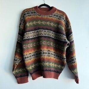 Men's M Medium Austerity Classico Vintage Knit Crewneck Sweater Red Orange